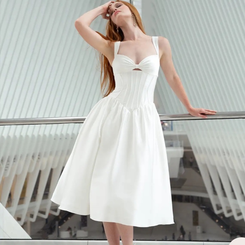 Azazie White Midi Dress